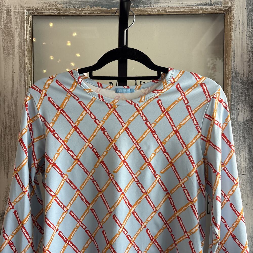 J. Mclaughlin Signature Catalina Cloth Bamboo Sticks T-Shirt Tee Top Size Large - Picture 2 of 12
